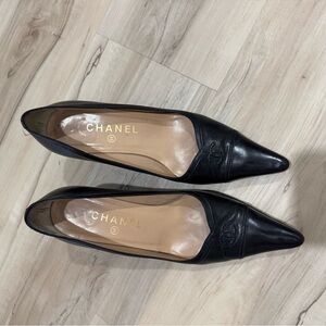 CHANEL Black Leather Heels